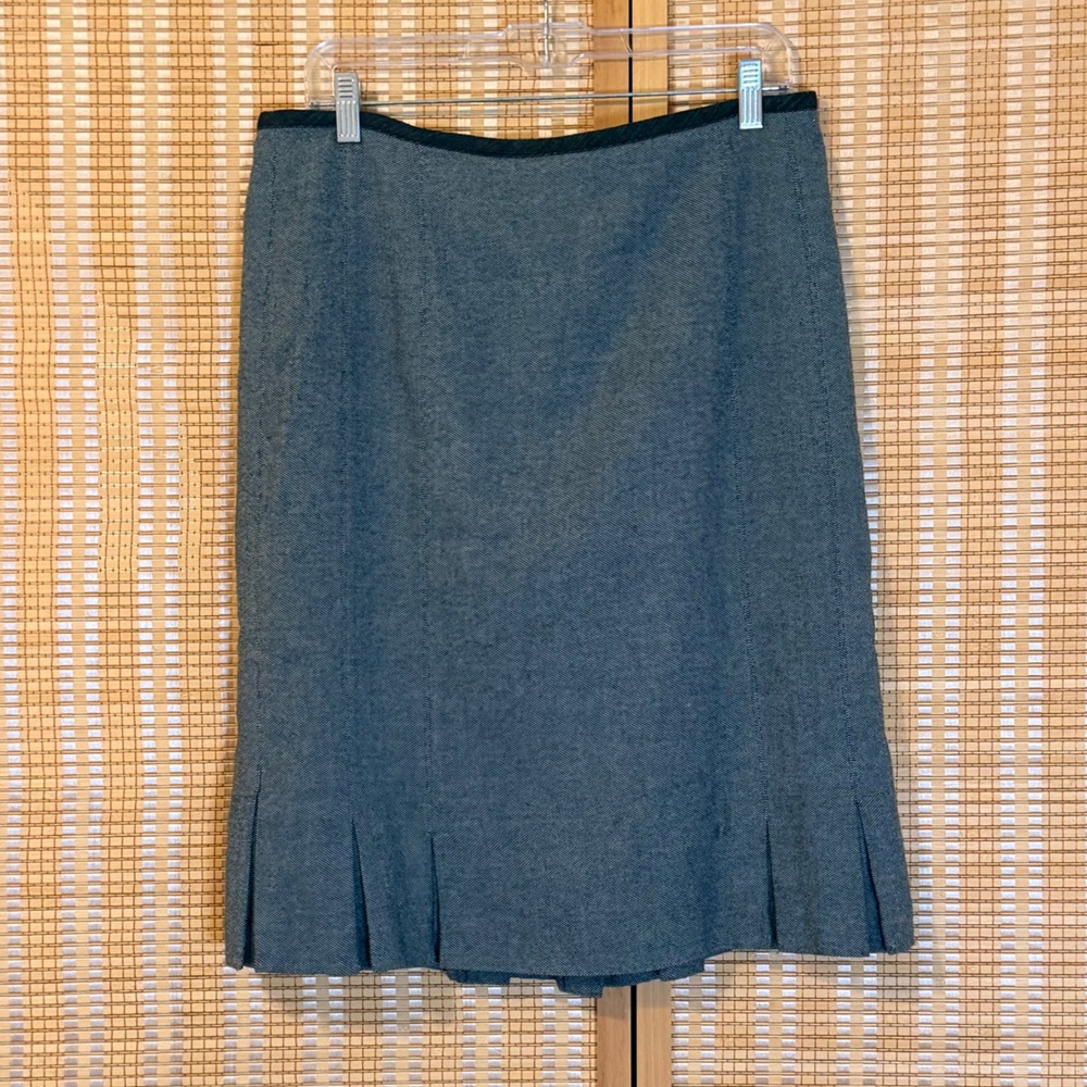 Mac & Jac Grey Tweed Pleated Hem Midi Skirt Size 10 Lined Career Wear Preppy